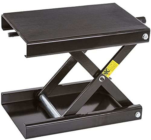 Black Widow Steel Motorcycle Scissor Jack - 1,100 lb. Capacity Front or Rear Tires, Rubber Platform