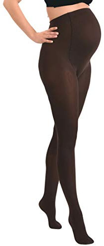 MAMSY Collants de grossesse 60den, Opaque, Marron, XL