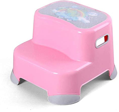 RONGJJ Doppelhocker Für Kinder, Tritthocker Mit Doppelter Höhe Für Töpfchentraining Und Verwendung Im Badezimmer Oder In Der Küche Vielseitiges Zweistufiges Design, Pink