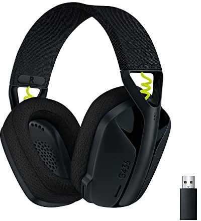 Logitech G435 Lightspeed & Bluetooth Wireless Gaming Headset - Lightweight Over-Ear Headphones, Built-in mics, 18h Battery, Dolby Atmos, PC, PS4, PS5, Nintendo Switch/Switch 2, Mobile - Black