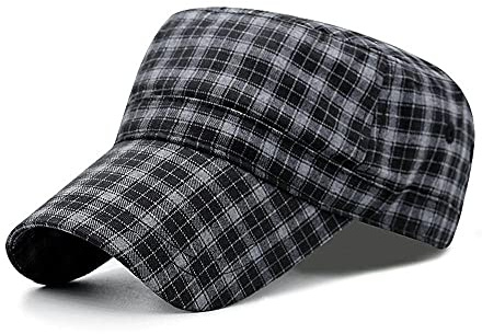 Uteruik Armékeps militärhatt platt topp rutig basebollkeps solhatt för män och kvinnor (#B)