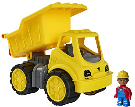 BIG Spielwarenfabrik 800054836 - Power Worker Dumper - Tippbart Lastutrymme, Power Worker figur Ingår, Dumpern Rymmer ca. 1 l, Från 2 år, Tillverkad i Tyskland