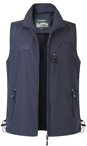 Yukirtiq Utomhus Snabbtorkande fiskeväst för män andningsbar camping ytterkläder väst ärmlös topp fotografi jakt lätt Gillette väst, BLÅ, 3XL