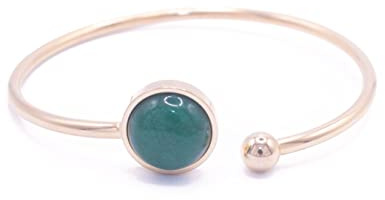 ZARZAMORA -Pulsera de piedra Natural y Acero Inoxidable Flexible y Ajustable- Piedra Gema Curativa Energética - Amuleto de Protección- Regalo Original(Jade verde, Acero inoxidable chapado en oro)