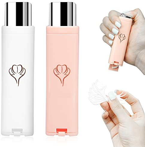 2 PCS tragbare Zahnseidenspender, Zahnseidenspender Zahnseide Pick Holder mit 12 PCS Zahnseide Stick, nachfüllbar Reise Zahnseide Picks Case (weiß, rosa)