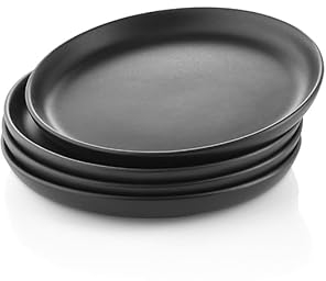 Eva Solo Teller Ø21cm Nordic Kitchen | spülmaschinenfest, gefriergeeignet, ofenfest & mikrowellengeeignet | dänisches Design, Funktionalität & Qualität | alltagstauglich | 4er-Set | Schwarz