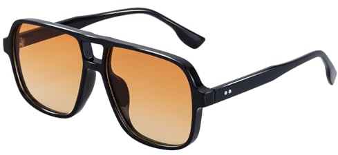 SHEEN KELLY Occhiali da sole pilota di tendenza per gli uomini e le donne Retro Square Double Bridge forma Oversize Square Frame