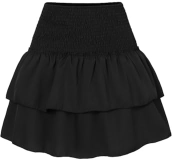 seiveini Mini Jupe Florale Trapèze à Ourlet à Volants Superposés pour Femmes Jupe Courte Été Taille Haute Jupe Floraux Casual Boho Jupe A-Ligne Pas Cher