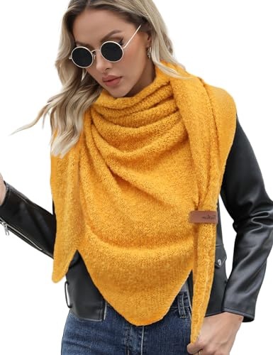 Xnova Sciarpa Donna Invernale Riscaldante, Sciarpe Triangolare Morbido Leggero Caldo, Grande Foulard a Maglia Triangolo Multifunzione Confortevole Scialle Elegante per Regalo (Giallo)