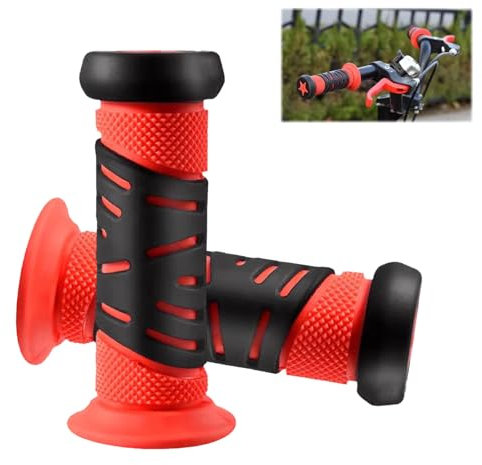Poignee Velo Enfant,poignée Trottinette Enfant en Caoutchouc Antidérapante avec Protection de sécurité, poignee Trottinette pour Trottinette, vélo de Course et Tricycle, diamètre de 22 mm (Rouge)
