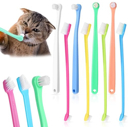 Tyqour 8 Stück Kleine Hund Zahnbürste Klein Weiche Hundezahnbürste für Kleine Hunde Katzen Zahnbürste Mini Tragbar Haustier Katzen Katzenzahnbürste für Katzen Hund Welpen Kätzchen Kleinen Rassen