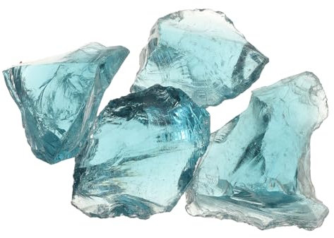 QUARKZMAN Vetro da fuoco per focolare, 5 – 8 cm (2 – 3,1), per camino naturale o a gas propano, sicuro per interni ed esterni, vetro del fuoco, turchese, 400 g/14 oz