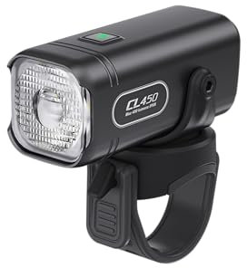 TOWILD CL450 Lampe Avant de Vélo, 450 Lumens Étanche IPX6 Éclairage Vélo USB-C 5 Modes Phares de Cyclisme, Lampe de Vélo Compacte et Légère de 95g Jusqu'à 7 Heures d'autonomie