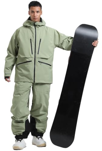 Sunnyuk Tuta da Sci Uomo, Tuta Snowboard Uomo Completo Termico Intera Tuta Taglie Forti Elegante Salopette da Sci Montagna Impermeabili Curvy da Neve Invernale