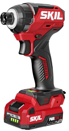 SKIL 12V Brushless Cordless 1/4-Inch Compact Impact Driver Kit Including 2.0Ah USB-C Battery and 20W Charger - ID6744A-11
