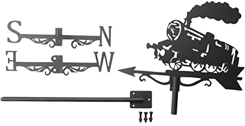 Yocdunm Steam Train Silhouette Weather Vane Weathervane Weathercock for Garden Patio Yard Ornament