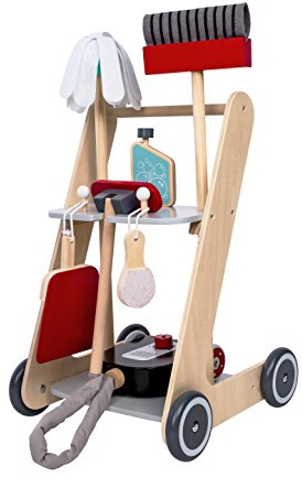 Bayer Chic 2000 - Carro de Limpieza para niños, Carro de Limpieza de Madera, Carrito Escoba con aspiradora y Accesorios