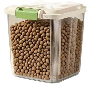 Bac à nourriture for animaux à roulettes avec cuillère et couvercle scellé