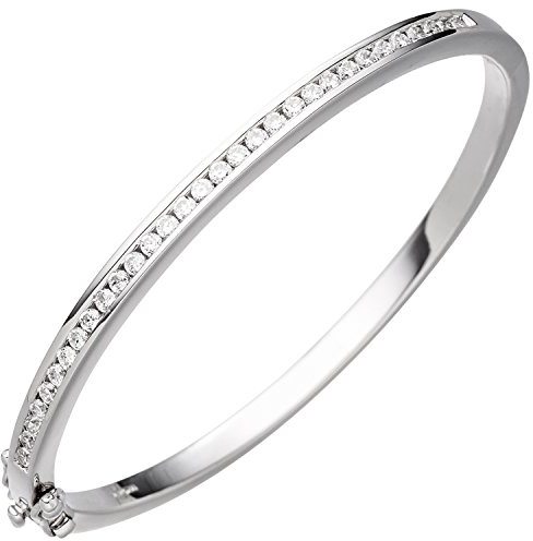 Jobo Damen-Armreif aus 925 Sterling Silber mit Zirkonia 17 cm