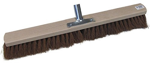 Escoba con cerdas de coco y cuerpo de madera, soporte de mango de metal, 60 cm, sin mango.