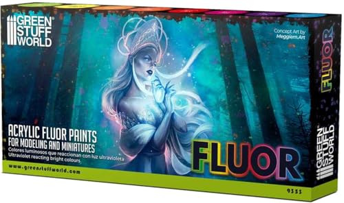 Acrylic paint set ~ Set x8 Fluor Paints by Green Stuff World