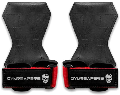 Gymreapers Puños de levantamiento de pesas (par) para levantamiento de pesas pesado, peso muerto, filas, dominadas, con soporte acolchado de neopreno y guantes o correas de goma fuertes para
