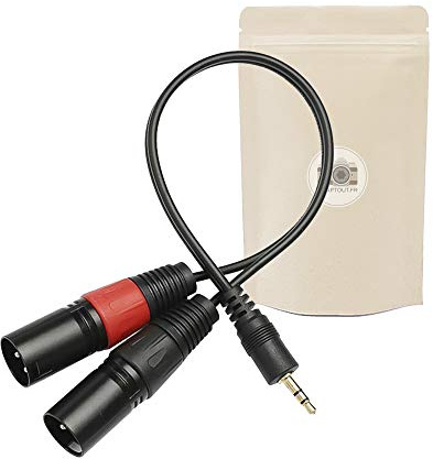 Cavo adattatore da 1 spina minijack 3,5mm a 2 spine XLR maschio 3 poli - Connettore stereo - Adaptout marca francese