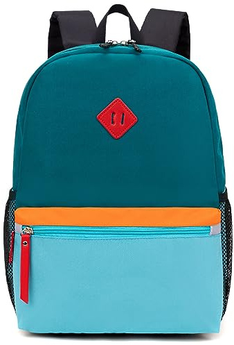 HawLander Little Kids Backpack for Boys or Girls, Toddler School Bag Fits 3 to 6 years old, D Green Blue, 15 Inch