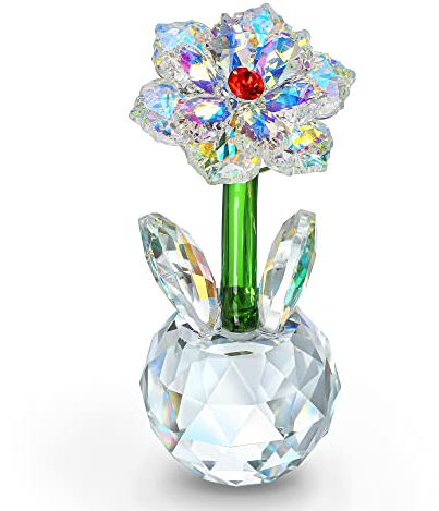 H&D HYALINE & DORA - Figura decorativa de girasol de cristal, colección de flores de ensueño de cristal, decoración de centros de mesa con caja de regalo, regalos para el día de San Valentín para ella