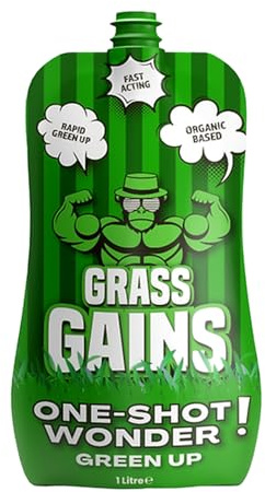 Grass Gains All Year Round One Shot Wonder Lawn Treatment, Organic Plant Based, Feed Greens Up Your Lawn in 24 Hours, Fast Acting Grass Feed, Child and Pet Friendly, 1L