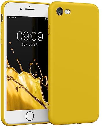 kwmobile fodral kompatibelt med Apple iPhone SE (2022)/iPhone SE (2020)/iPhone 8/iPhone 7-fodral – skyddande smalt TPU-telefonfodral – mjukt matt finish – strålande gul
