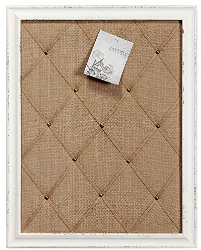 Sintosin Landhausstil Korkwand Pinnwand mit Holzrahmen 52 x 68 cm, Rustikales Ausführung Pinnwand Kork, Cork Notice Board, Memo Board Leinen Deko, Pinboard für Crafting