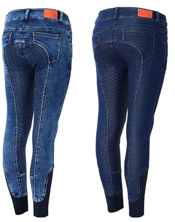 NETPROSHOP Kinder Jeans Reithose Annabel mit Mittelhohem Bund und Silikon Vollbesatz Gr. 130-160, Kindergroesse:150, Farbe:Jeans Light