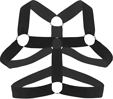 GENEMEN Mens Harness Belt Nylon Elastic Body Chest Shoulder Strap Sexy Halter Club Wear Cosplay Costume (B-Black)