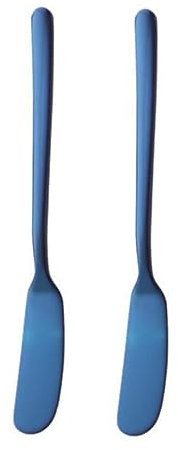 PAMINGONO Set 2 Pezzi Taglia Burro e Formaggio in Acciaio 304, Utensili Cucina Multiuso Per Spalmare Confettura e Decorare Creme, Lame Affilate Per Ristoranti e Catering, Colore Blu