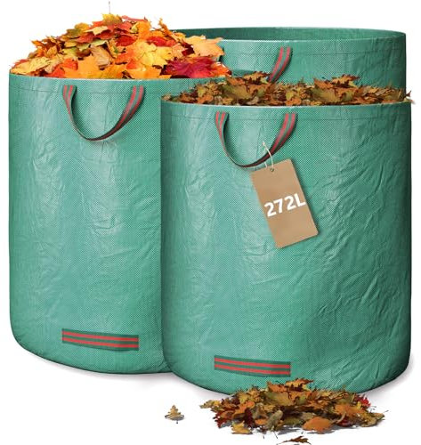 APKOL 3Stück 272L Gartenabfallsack mit Griffen XXL Gartensack Laubsack stabil Wasserabweisend faltbar Gartensäcke für Gartenabfälle, reißfest Grünschnittsäcke, Behälter für Grünabfall