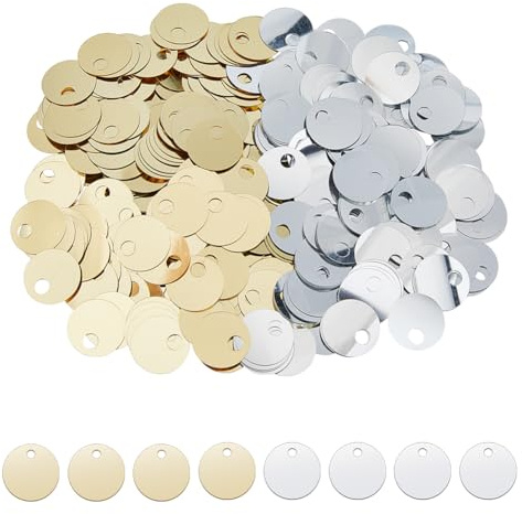 DICOSMETIC 1600 pezzi 2 colori 19 mm piatto rotondo paillettes plastica grande foro paillettes oro argento metallico paillettes grandi sciolte paillettes per cucito ricamo orecchini fai da te