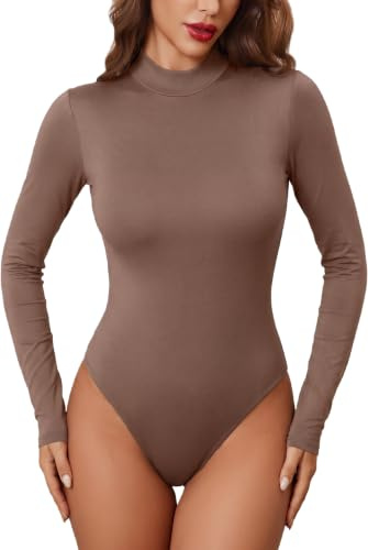 Avidlove Women's Bodysuits Sexy Casual Mock Neck Bodysuit Long Sleeve | With Snap Crotch,Basic,Comfort Soft,Stretchy,Everyday,Slimming,Versatile
