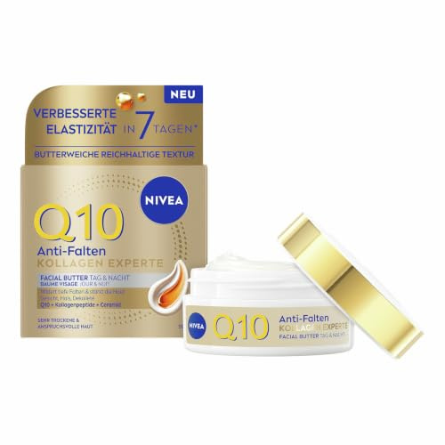 NIVEA Q10 Facial Butter Tag und Nacht, reichhaltige Gesichtscreme mit purem Kollagen, Anti-Aging Gesichtspflege gegen Falten, Anti-Falten Kollagen Experte (50 ml)