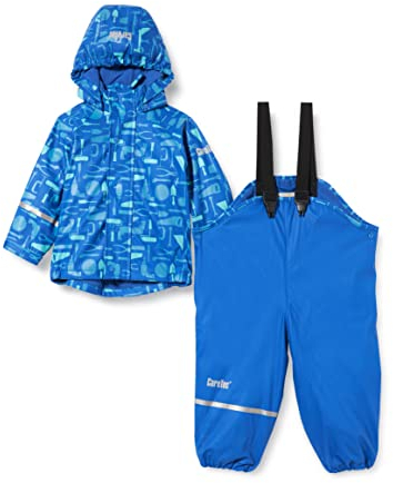 CareTec Baby und Kinder Regenjacke und Regenhose mit Fleece Futter im Set, Dark Blue (773), 104