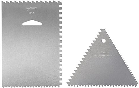 Ateco 1446 - 3 Sided Decorating Comb and 1447- 4 Sided Decorating Comb & Icing Smoother, 2 Pc Set,Silver