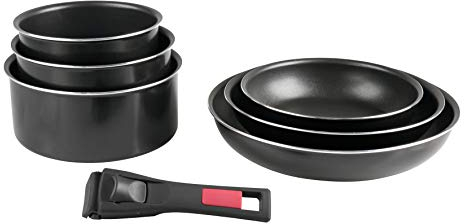 Sitram 712382 Batería Premium 7 Piezas 3 Cacerolas Ø16/18/20 cm + 3 Sartenes Ø20/24/28 cm con Mango Extraíble – Aluminio Prensado – Antiadherente sin PFOA – Cocina Familiar y Económica – Inducción