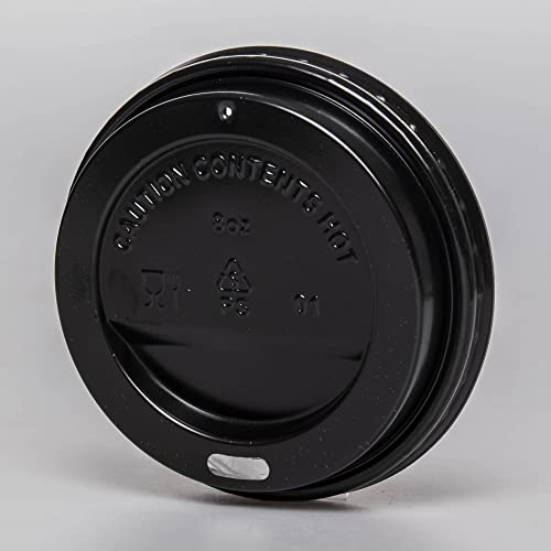Enpack 1000 Deckel für Kaffeebecher 80mm / 8cm in Schwarz - Coffee To Go Deckel für Pappbecher - Einwegdeckel flach für Trinkbecher - Becherdeckel mit Trinkloch - Kaffeebecherdeckel recycelbar
