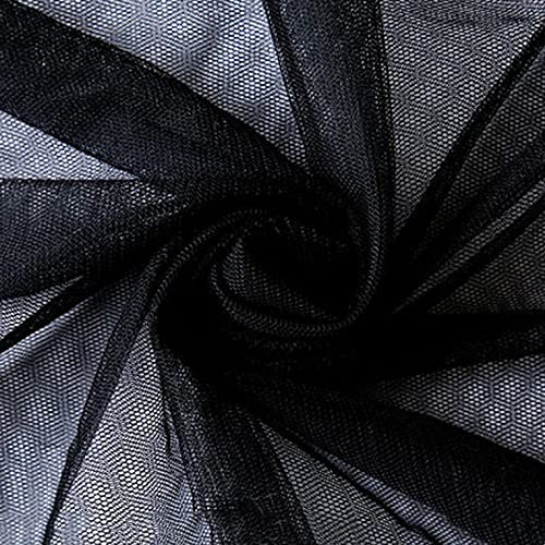 Duories 160 cm x 5 m in tulle, tessuto decorativo per matrimonio, compleanno, Natale, comunione, feste, cucito, veli da sposa, abito da sposa, runner da tavolo, tutù, gonne, fiocco, colore nero