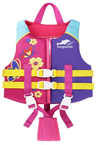 Gogokids Gilet da Bagno per Bambini Giubbotto Galleggiante - Costumi da Bagno Impara a Nuotare per Ragazze e Ragazzi Rosa S