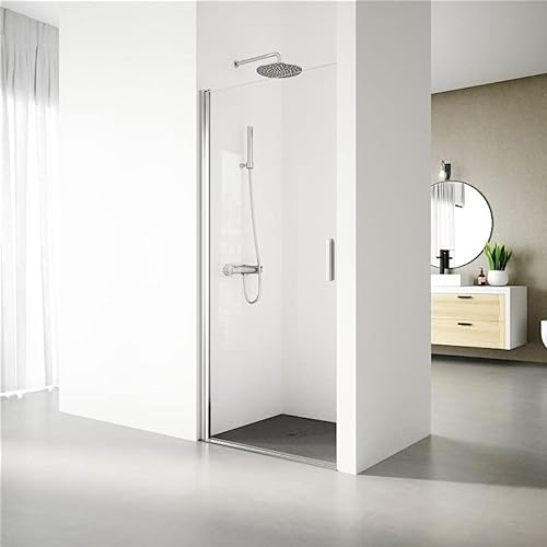 Mampara de Ducha Abatible SERIE 200 - Medida Adaptable de 67-71x195 cm - Vidrio Templado, Antical, Transparente de 1 Hoja de 6 mm - Panel de Ducha con Perfil de color Plata Brillo - REALSHOWER