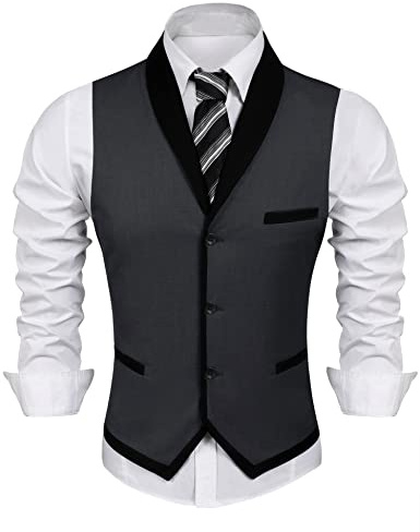 COOFANDY Men's Suit Vest Slim Fit Formal Business Dress Vest Casual Wedding Waistcoat