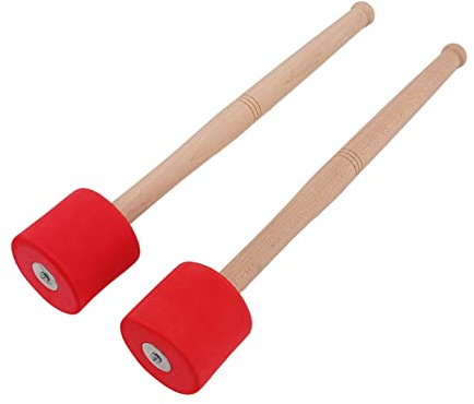 Drum Mallets, 2PCS Bass Foam Drum Mallet Oak Handle EVA Foam Head Bass Drum Sticks Percussion Instrument Zubehör(Rot) Musikinstrument spielen Accessoires Musikinstrumentenzubehör