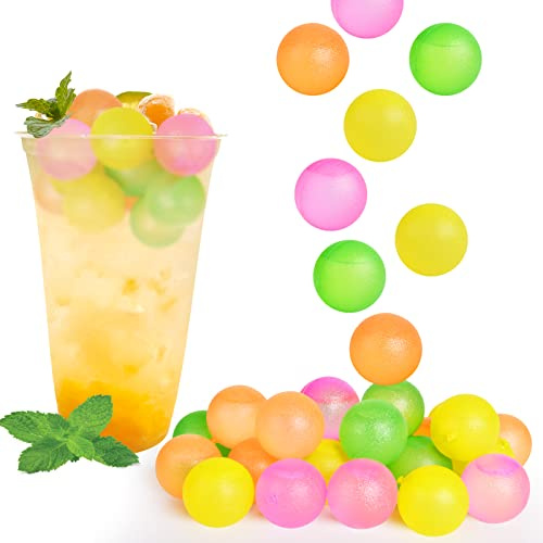 100 Pack Reusable Ice Cubes for Drinks - Colorful Round Shape Plastic Cubes Without Diluting - BPA Free, Refreezable for Coffee, Wine, Whiskey, Cocktails (Multicolor)
