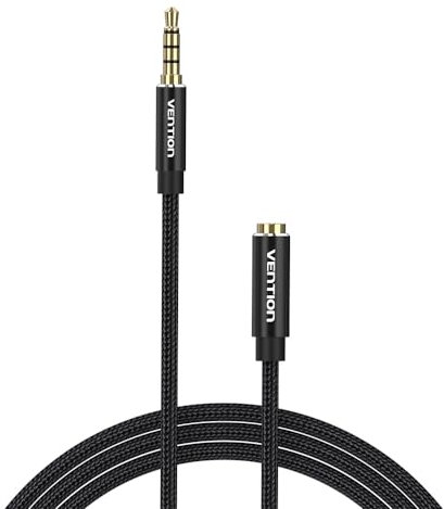 VENTION Headphone Extension Cable 0.5m 3.5mm AUX Extension Cable Male to Female Audio Lead Nylon Braided Stereo Earphone Cord Audio Jack Extension Compatible with Laptop PC MP3 Player Speaker